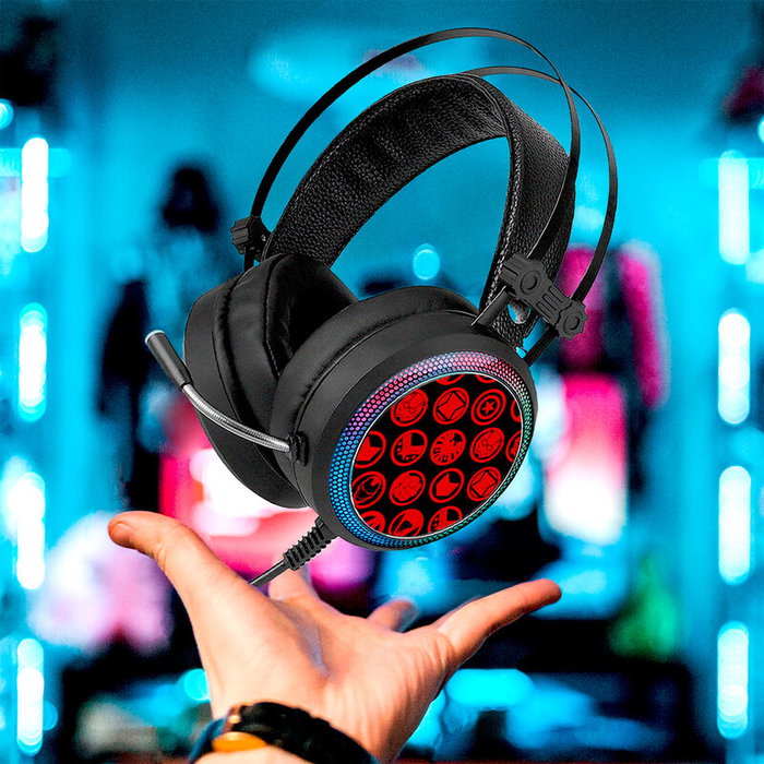 ERT GROUP Casque Gaming Marvel Avengers - Son Surround 7.1, Microphone Flexible, LED, Connexion USB et Jack 3.5mm
