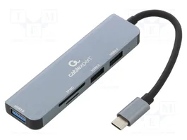 GEMBIRD Hub USB Cablexpert avec 2 ports USB-A, prise USB-C et lecteurs de cartes