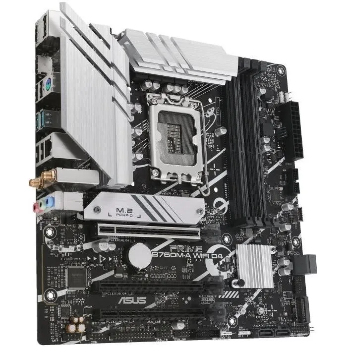 Asus PRIME B760M-A WiFi D4 Carte mère Micro-ATX Socket LGA 1700 avec Wi-Fi 6, 2.5 Gigabit Ethernet et support DDR4 Asus PRIME B760M-A WiFi D4 Carte mère Micro-ATX Socket LGA 1700 avec Wi-Fi 6, 2.5 Gigabit Ethernet et support DDR4