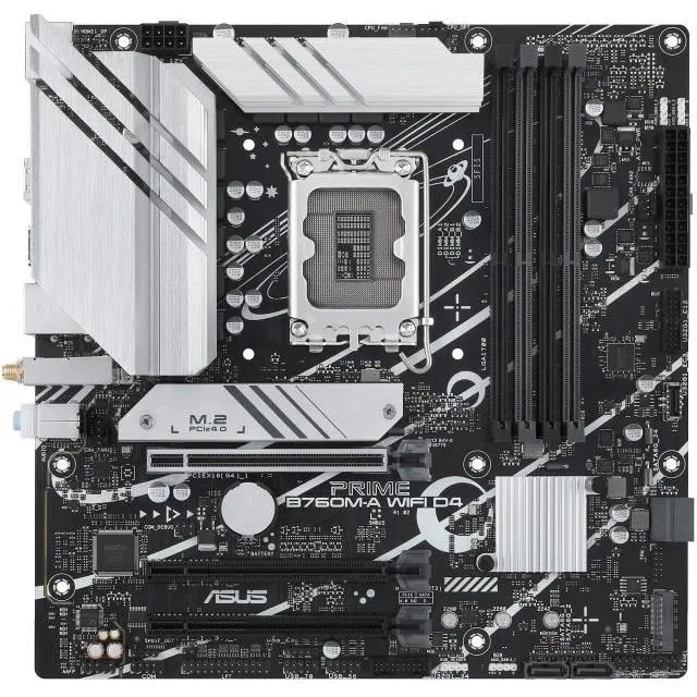 Asus PRIME B760M-A WiFi D4 Carte mère Micro-ATX Socket LGA 1700 avec Wi-Fi 6, 2.5 Gigabit Ethernet et support DDR4 Asus PRIME B760M-A WiFi D4 Carte mère Micro-ATX Socket LGA 1700 avec Wi-Fi 6, 2.5 Gigabit Ethernet et support DDR4