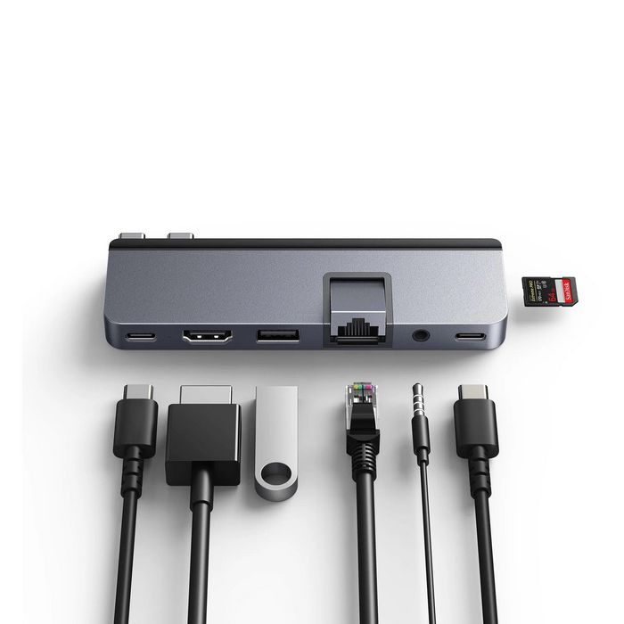 Hyper HyperDrive DUO PRO Hub USB-C 7 Ports avec HDMI 4K 60Hz, Thunderbolt 4, Ethernet Gigabit, USB-A/C, Audio - Compatible MacBook Pro/Air (2016-2021), PC, iPad