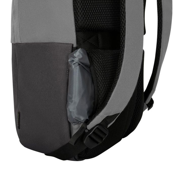 Targus Sagano EcoSmart Travel Backpack pour PC Portable 15.6 Pouces, Noir/Gris, Fabriqué à partir de Bouteilles Recyclées, Protection SafePort, Anti-RFID, Taille: 33 x 19 x 53 cm
