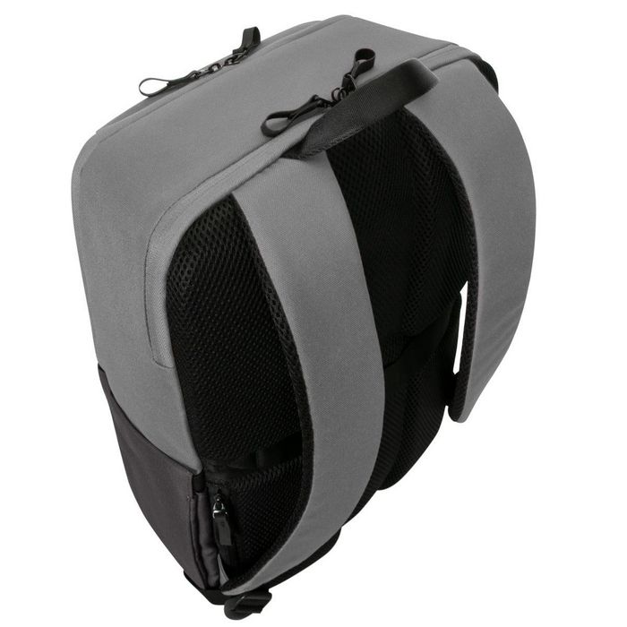 Targus Sagano EcoSmart Travel Backpack pour PC Portable 15.6 Pouces, Noir/Gris, Fabriqué à partir de Bouteilles Recyclées, Protection SafePort, Anti-RFID, Taille: 33 x 19 x 53 cm
