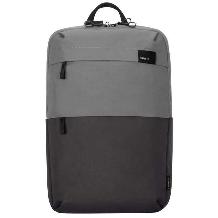Targus Sagano EcoSmart Travel Backpack pour PC Portable 15.6 Pouces, Noir/Gris, Fabriqué à partir de Bouteilles Recyclées, Protection SafePort, Anti-RFID, Taille: 33 x 19 x 53 cm