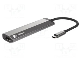 NATEC Hub USB FOWLER SLIM HDMI et USB-C gris