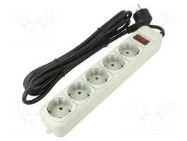 GEMBIRD Bloc multiprise parafoudre avec 5 prises Schuko, 3m, blanc