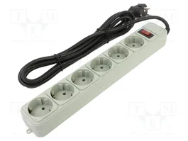 GEMBIRD Bloc multiprise parafoudre avec 6 prises et cordon de 3m, gris