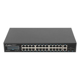 Lanberg Switch 24 Ports Gigabit PoE+ 360W avec 2 Ports Uplink et 2 Slots SFP, Rack 19 Pouces 1U, Non Administrable