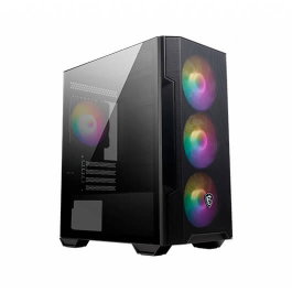 MSI MAG Forge M100R Boîtier PC Gaming Micro-ATX, 4 Ventilateurs ARGB, Panneau en Verre Trempé, Filtre Anti-Poussière, Noir