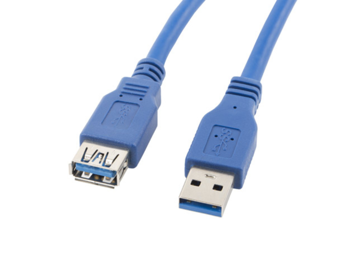 Lanberg Cable USB 3.0 Mâle vers Mâle - Alargador, 3 mètres, Connecteurs Dorés, Bleu
