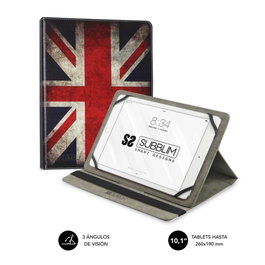 Subblim Trendy Case Housse universelle pour tablette 10.1 pouces - Folio avec support, fermeture élastique, motif Union Jack