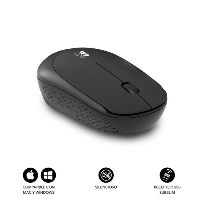 Subblim Souris Sans Fil Business Plus Silencieuse Noire – Ergonomique, 1200 DPI, USB Récepteur, Silent Click