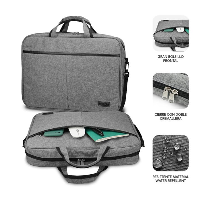 SUBBLIM Malette pour ordinateur portable Elite 15.6 pouces grise, compartiments multiples, protection renforcée