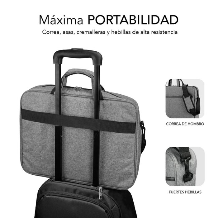 SUBBLIM Malette pour ordinateur portable Elite 15.6 pouces grise, compartiments multiples, protection renforcée