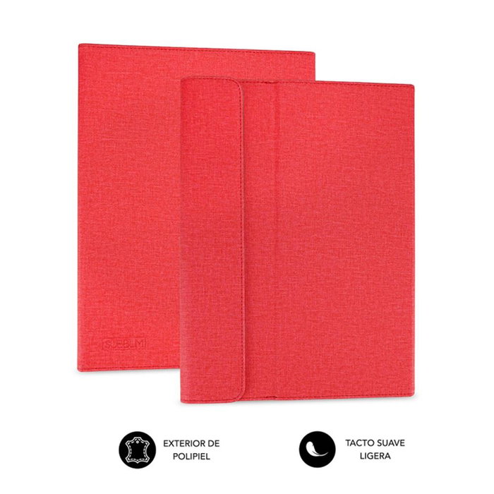 Subblim Clever Stand Housse Universelle pour Tablette 10.1 Pouces avec Support Magnétique 3 Angles, Rouge