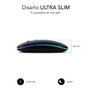 Subblim Submo LD Flat 1 Souris Sans Fil Bluetooth 5.1 & USB Rechargeable Silencieuse LED 7 Couleurs 1600 DPI Noir