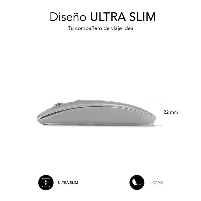 Souris Bluetooth Sans Fil Subblim SUBMO-DFLAT22 Argenté 1600 dpi Souris Bluetooth Sans Fil Subblim SUBMO-DFLAT22 Argenté 1600 dpi