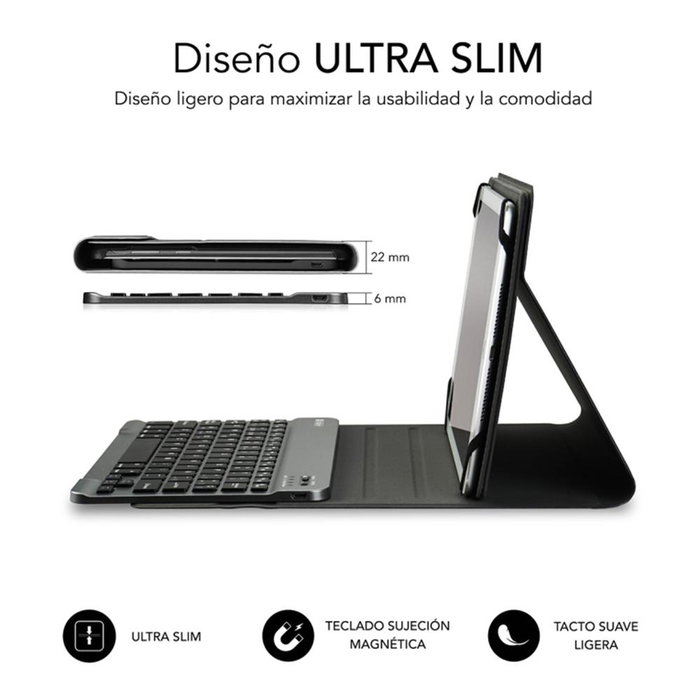 Subblim Keytab Pro Coque et Clavier Bluetooth pour Tablette 10.1 pouces - Gris - AZERTY Espagnol Subblim Keytab Pro Coque et Clavier Bluetooth pour Tablette 10.1 pouces - Gris - AZERTY Espagnol