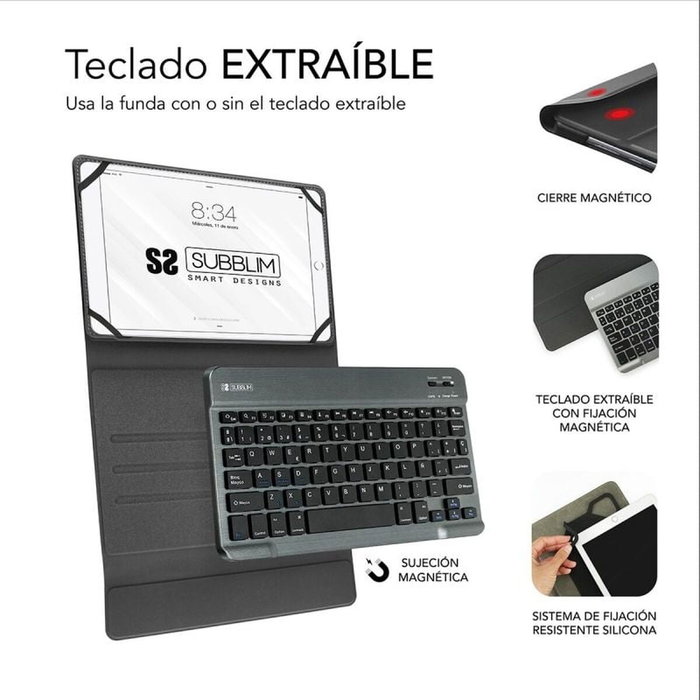 Housse pour Tablette et Clavier Subblim SUB-KT2-BT0002 Gris Espagnol Qwerty Housse pour Tablette et Clavier Subblim SUB-KT2-BT0002 Gris Espagnol Qwerty