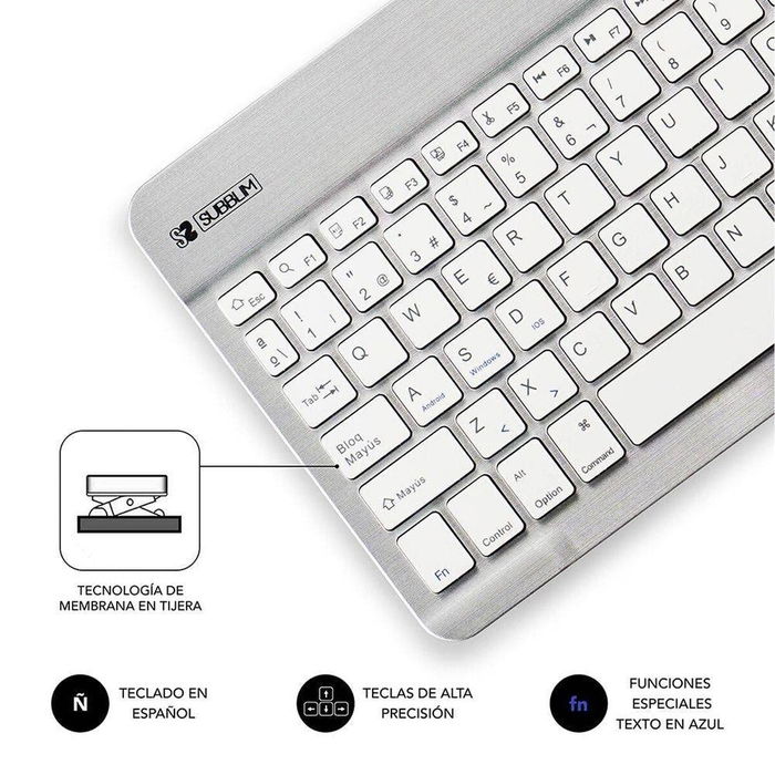 Clavier Bluetooth Subblim SUB-KBT-SM0001 Argenté Espagnol Qwerty