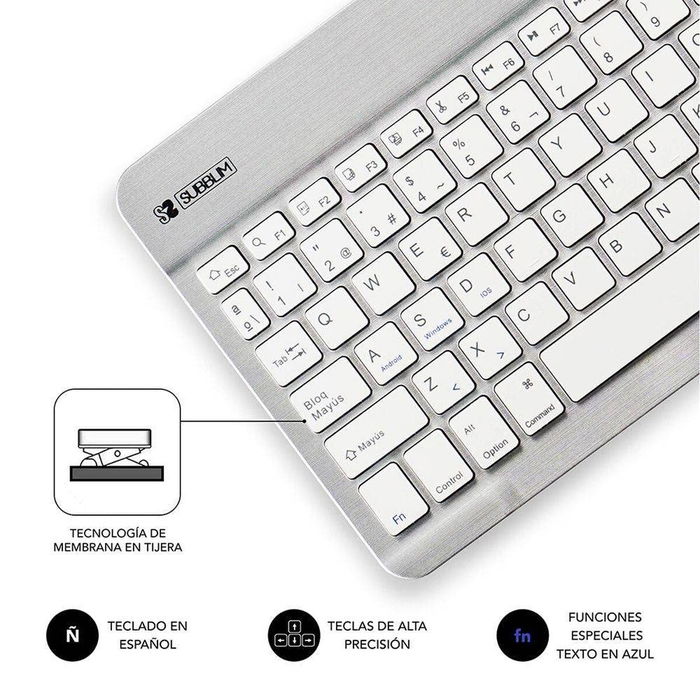 Clavier Bluetooth Subblim SUB-KBT-SM0001 Argenté Espagnol Qwerty