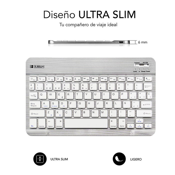 Clavier Bluetooth Subblim SUB-KBT-SM0001 Argenté Espagnol Qwerty