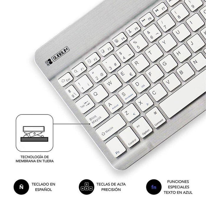 Clavier Bluetooth Subblim SUB-KBT-SM0001 Argenté Espagnol Qwerty