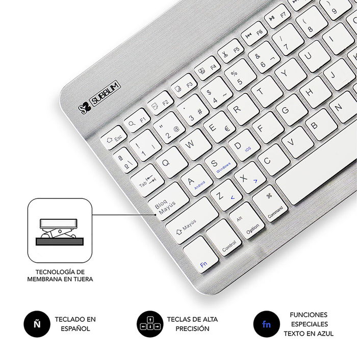 Clavier Bluetooth Subblim SUB-KBT-SM0001 Argenté Espagnol Qwerty