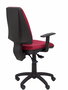 Chaise Elche Asynchrone Tissu Bordeaux Structure polyamide noire Accoudoir 1D Sans appui-tête Roulettes en nylon 50 mm