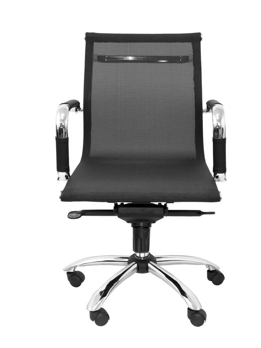 Chaise Barrax confidente Mécanisme d'inclinaison avancé Maille Noir Structure chromée Accoudoirs fixes Sans appui-tête Roulettes pour moquette Chaise Barrax confidente Mécanisme d'inclinaison avancé Maille Noir Structure chromée Accoudoirs fixes Sans appui-tête Roulettes pour moquette
