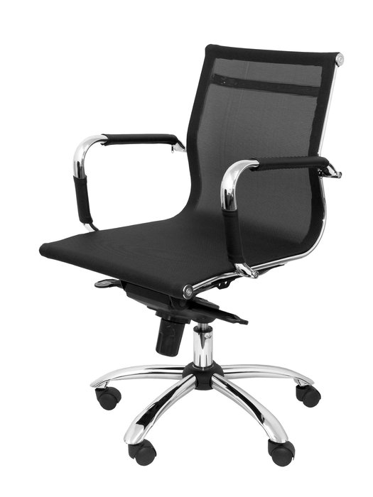 Chaise Barrax confidente Mécanisme d'inclinaison avancé Maille Noir Structure chromée Accoudoirs fixes Sans appui-tête Roulettes pour moquette Chaise Barrax confidente Mécanisme d'inclinaison avancé Maille Noir Structure chromée Accoudoirs fixes Sans appui-tête Roulettes pour moquette