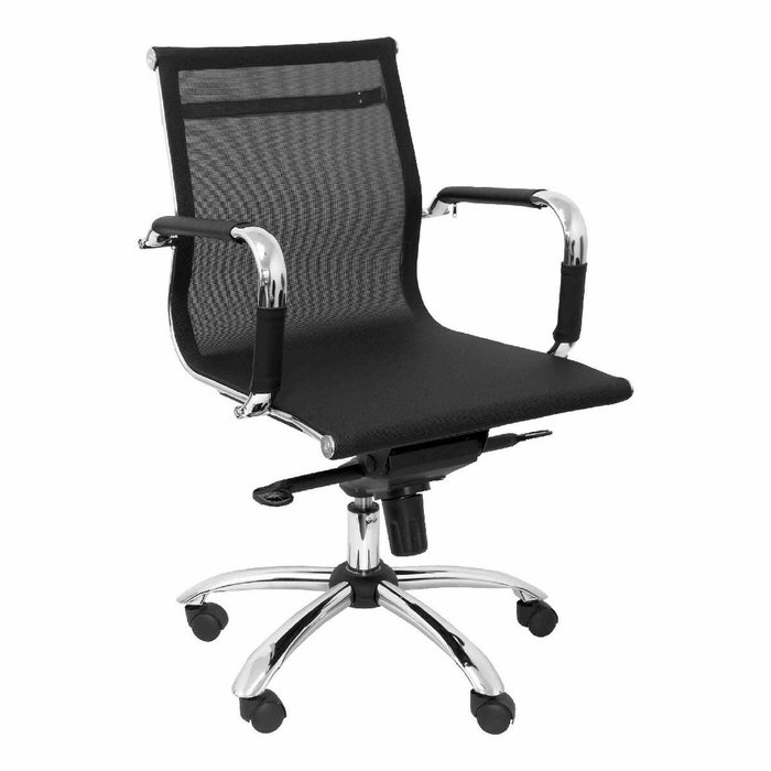 FORÖL Chaise de Bureau Barrax Confidente Maille Noire Structure Chromée