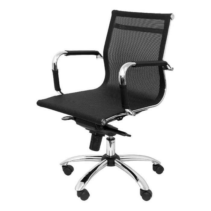 FORÖL Chaise de Bureau Barrax Confidente Maille Noire Structure Chromée
