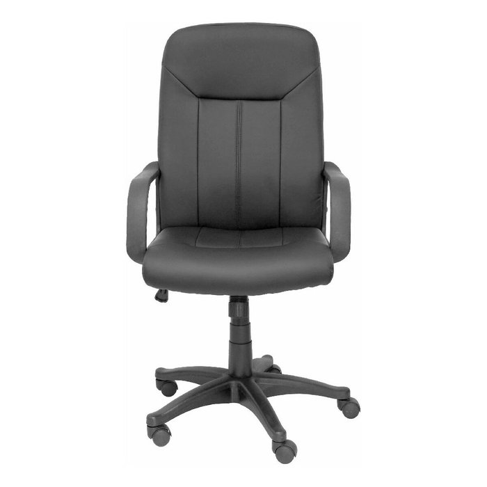 Fauteuil Villa Mécanisme d'inclinaison Cuir écologique Noir Structure polyamide noire Accoudoirs fixes Sans appui-tête Roulettes en nylon 50 mm