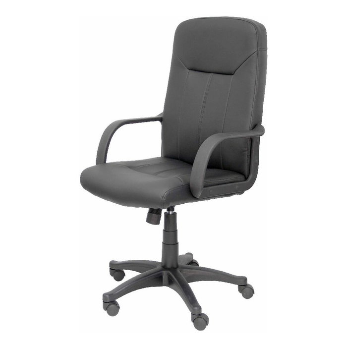 Fauteuil Villa Mécanisme d'inclinaison Cuir écologique Noir Structure polyamide noire Accoudoirs fixes Sans appui-tête Roulettes en nylon 50 mm