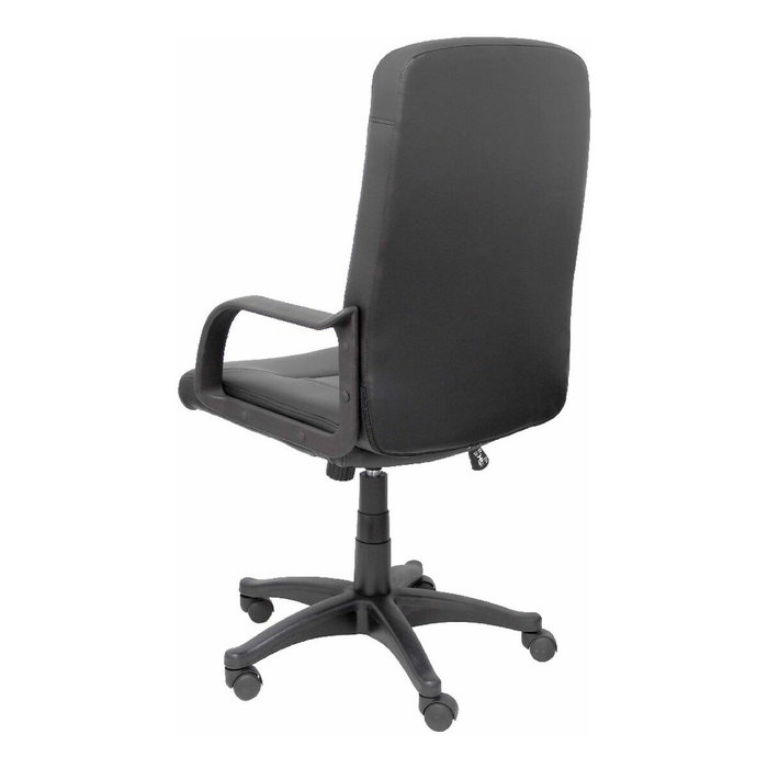 Fauteuil Villa Mécanisme d'inclinaison Cuir écologique Noir Structure polyamide noire Accoudoirs fixes Sans appui-tête Roulettes en nylon 50 mm