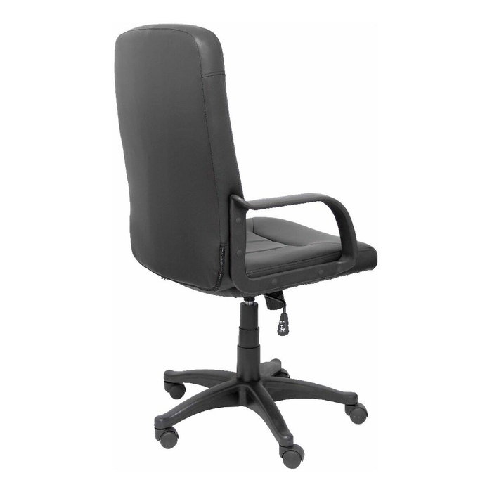 Fauteuil Villa Mécanisme d'inclinaison Cuir écologique Noir Structure polyamide noire Accoudoirs fixes Sans appui-tête Roulettes en nylon 50 mm