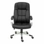 Fauteuil Tobarra Mécanisme d'inclinaison Cuir écologique Noir Structure polyamide grise Accoudoirs fixes Sans appui-tête Roulettes en nylon 50 mm