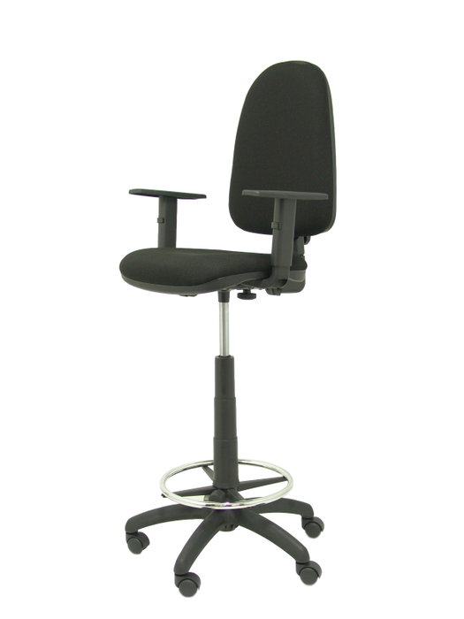 Tabouret Aýna taburete Contact permament de base Tissu Noir Structure polyamide noire Accoudoir 1D Sans appui-tête Roulettes en nylon 50 mm