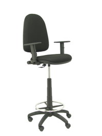 Tabouret Aýna taburete Contact permament de base Tissu Noir Structure polyamide noire Accoudoir 1D Sans appui-tête Roulettes en nylon 50 mm