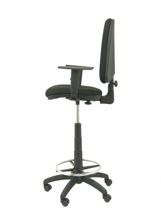 Tabouret Aýna taburete Contact permament de base Tissu Noir Structure polyamide noire Accoudoir 1D Sans appui-tête Roulettes en nylon 50 mm