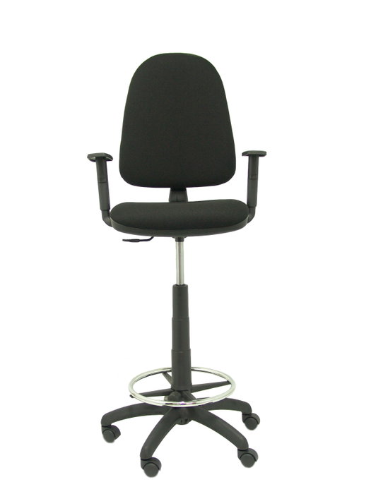 Tabouret Aýna taburete Contact permament de base Tissu Noir Structure polyamide noire Accoudoir 1D Sans appui-tête Roulettes en nylon 50 mm