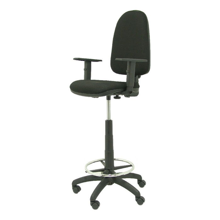 Tabouret Aýna taburete Contact permament de base Tissu Noir Structure polyamide noire Accoudoir 1D Sans appui-tête Roulettes en nylon 50 mm