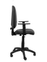 Chaise de bureau Aýna avec mécanisme Contact permanent de base, revêtue de simili cuir noir. Équipée d'une base en polyamide noir, d'accoudoirs 1D et de roulettes en nylon de 50 mm