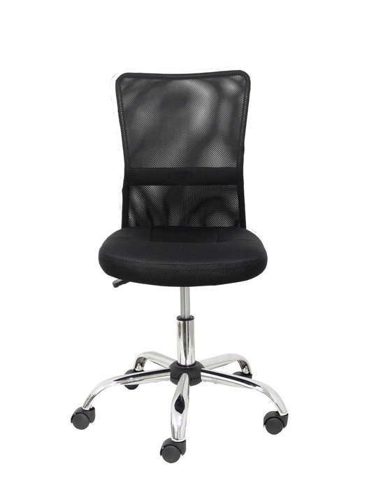 Chaise Pardal Pivotant tissu Noir Structure chromée Sans accoudoirs Sans appui-tête Roulettes en nylon 50 mm