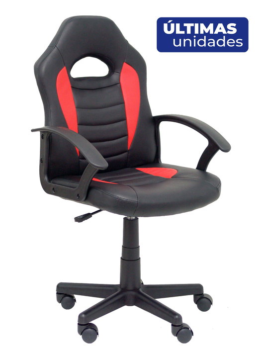 Chaise gaming Mohedas Pivotant Cuir écologique Noir Structure polyamide noire Accoudoirs fixes Sans appui-tête Roulettes en nylon 50 mm Chaise gaming Mohedas Pivotant Cuir écologique Noir Structure polyamide noire Accoudoirs fixes Sans appui-tête Roulettes en nylon 50 mm