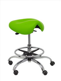 Tabouret Zarza Mécanisme d'inclinaison Cuir écologique Non applicable Maille Vert pistache Structure chromée Sans accoudoirs Sans appui-tête Roulettes pour moquette