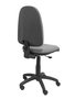 Chaise de bureau Aýna avec mécanisme Contact permanent de base, rembourrée de tissu gris. Équipée d'une base en polyamide noir, sans accoudoirs et de roulettes en nylon de 50 mm.