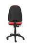 Chaise de bureau Aýna avec mécanisme Contact permanent de base, revêtue de tissu rouge. Équipée d'une base en polyamide noir, sans accoudoirs et de roulettes en nylon de 50 mm.