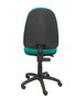 Chaise de bureau Aýna avec mécanisme Contact permanent de base, rembourrée de tissu couleur turquoise. Équipée d'une base en polyamide noir, sans accoudoirs et de roulettes en nylon de 50 mm.